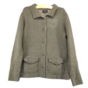 Marv Women's Cardigan Sweater Green Large Long Sleeve Pockets Wool Italy